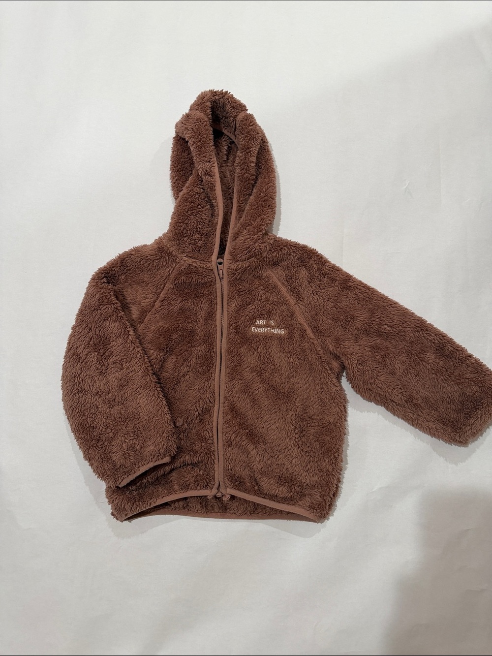 Zara Brown Plush Hooded Zip Jacket for Kids